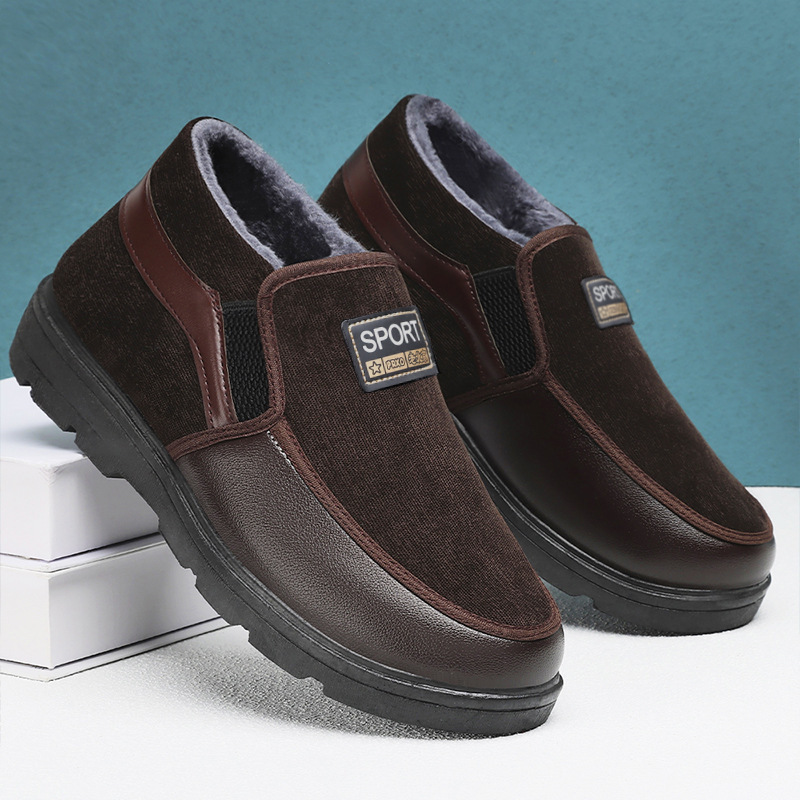 Men's cotton shoes for cross-border trade, men's boots with fleece and thickened cotton boots, cold-proof and warm shoes for the elderly, thick-soled comfortable cotton boots Specification drawing