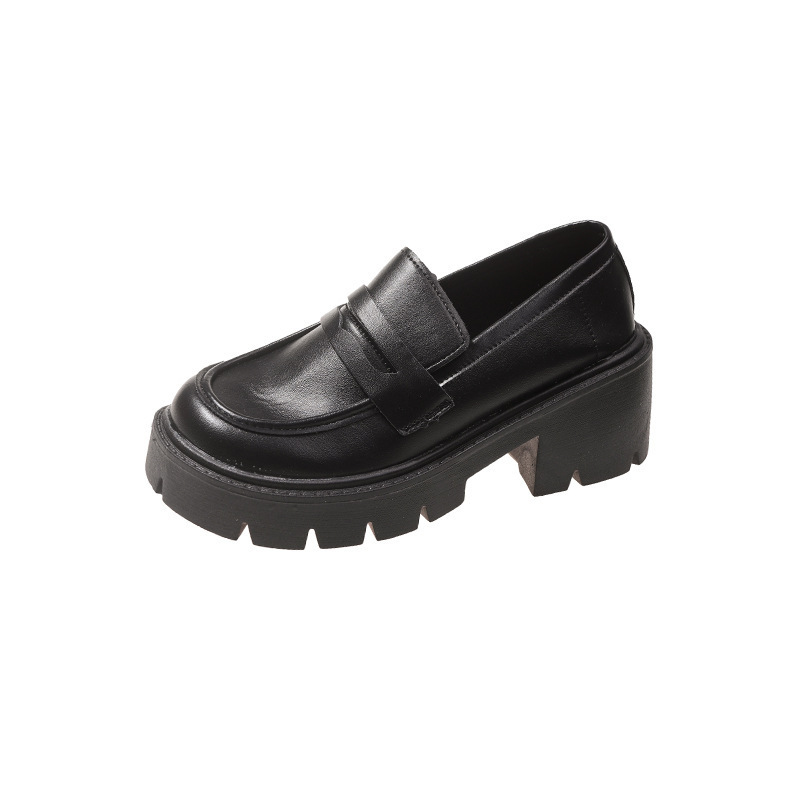 Mary Jane's thick-heeled high heels, muffin thickness, 2025 new height-increasing British style thick-soled small leather shoes, women's loafers Item Picture