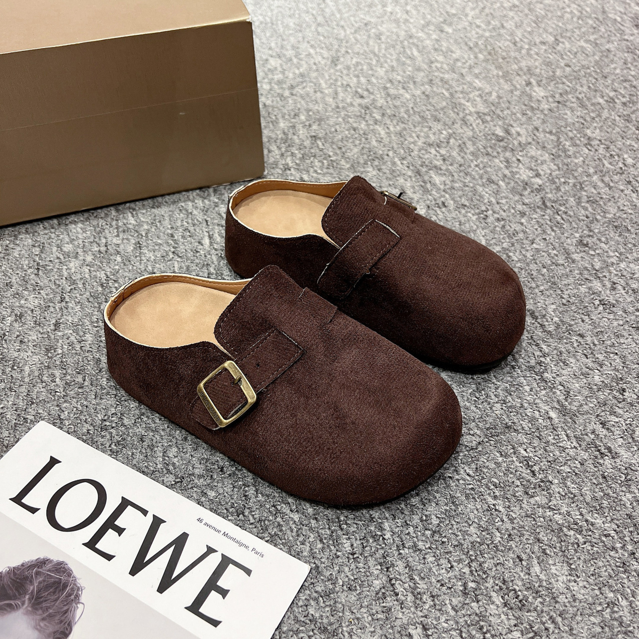 Thick-soled Boken shoes, half-drawn-out women's outerwear 2025 new spring and summer lazy Boken shoes, French half-toe flip-flops full figure