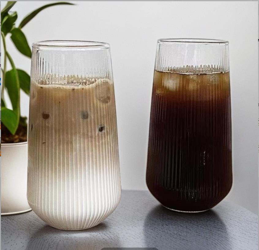 ins风玻璃杯网红透明花茶牛奶杯女家用北欧风创意餐厅喝水杯