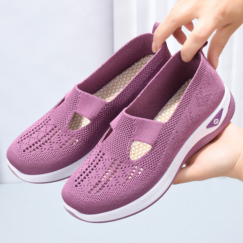 Jinshi Yuan - Women's Casual shoes processing and customization Soft-soled breathable flying woven shoes that don't tiring feet, Mom shoes, women's single shoes Specification drawing