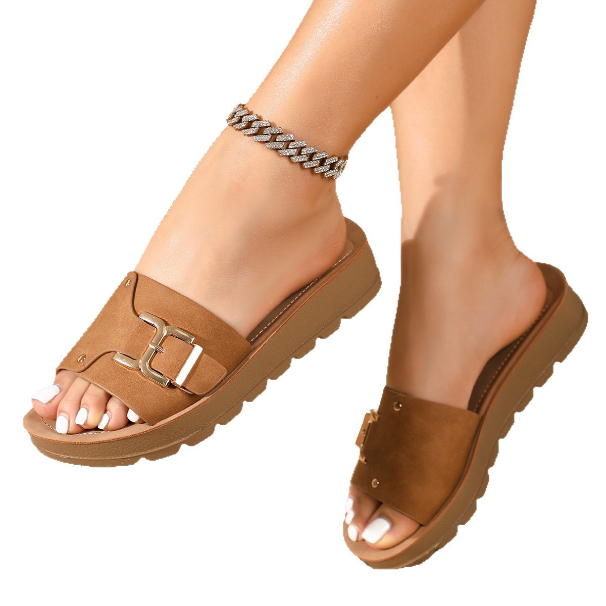 Cross-border exclusive 2025 thick-soled one-piece slippers for outerwear, anti-slip beach Birken cool slippers, suitable for both men and women Item Picture