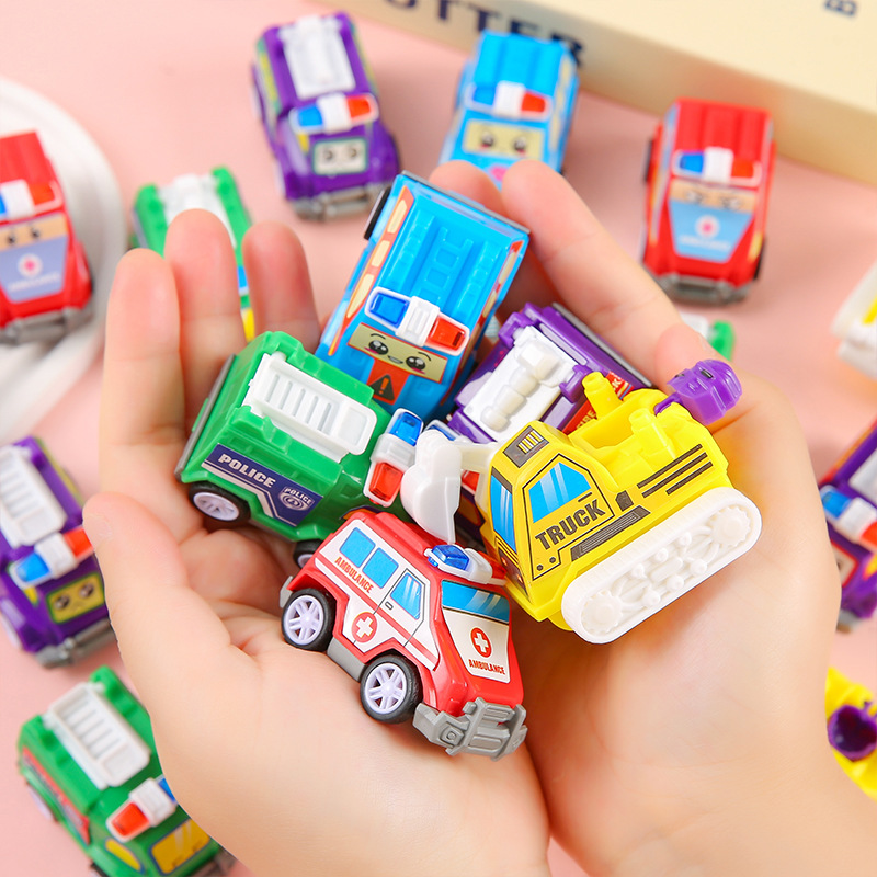 Children's toys, fire engines, boys and babies, cartoon mini rebound cars, toy cars, 1-3 years old, engineering vehicles, batches details Picture