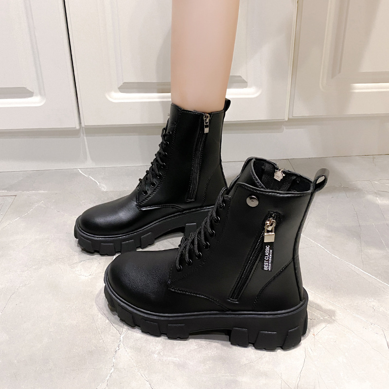 Martin Boots Women's Shoes 2025 New Korean style fashion autumn and winter high-top women's boots high-heeled mid-calf boots details Picture
