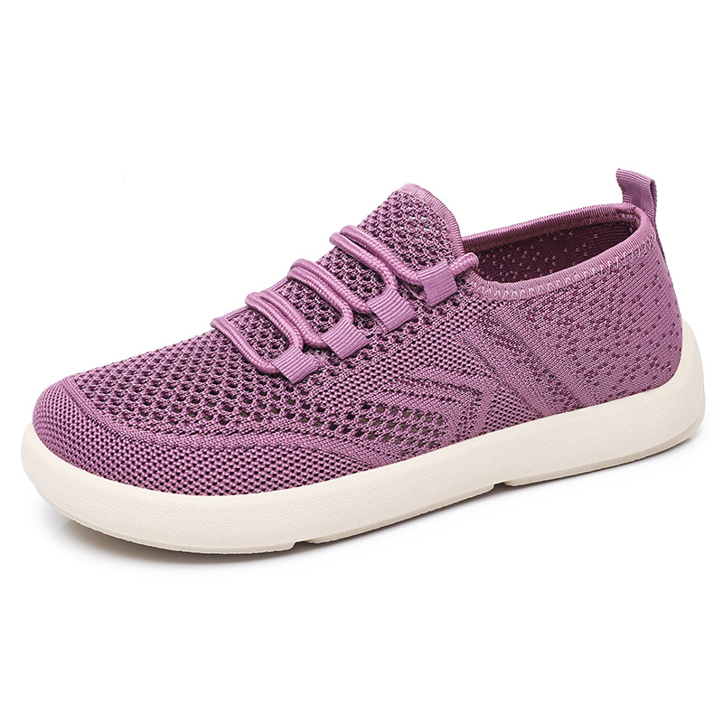 New women's casual shoes made of woven fabric are light, breathable, single shoes, cross-border hair-making, soft-soled, comfortable and simple lace-up mesh shoes Item Picture