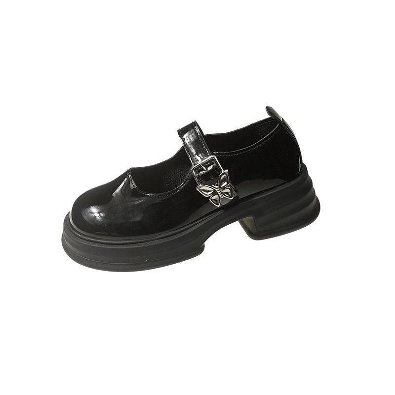 Mary Jane Shoes Women's 2025 Autumn/Winter New retro round-toed one-button versatile small leather shoes with thick soles and thick heels Item Picture