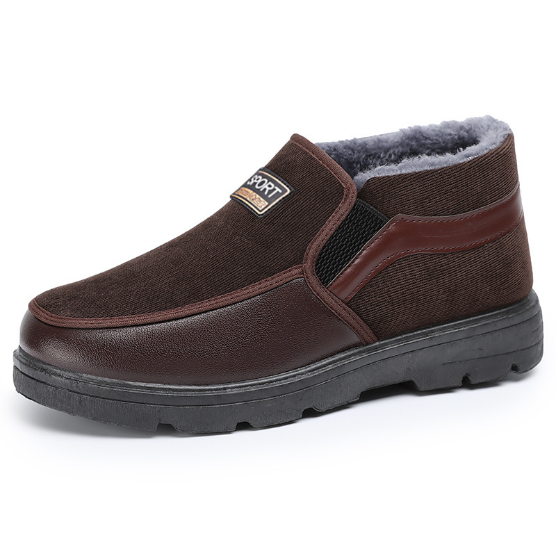 Men's cotton shoes for cross-border trade, men's boots with fleece and thickened cotton boots, cold-proof and warm shoes for the elderly, thick-soled comfortable cotton boots Item Picture