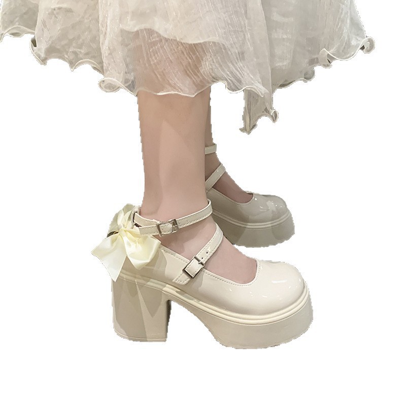The new summer 2025 collection of sweet bow Mary Jane's versatile, elegant, comfortable and fashionable shallow-mouthed chunk-heeled leather shoes Item Picture