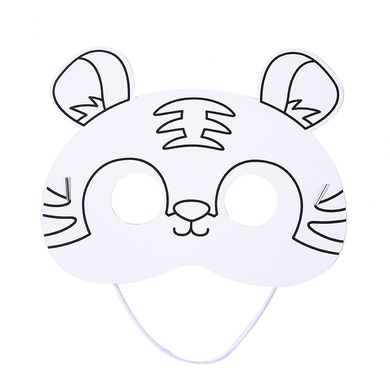 Blank mask, animal cartoon, children's coloring and painting, kindergarten paper graffiti, DIY handicraft art materials Item Picture