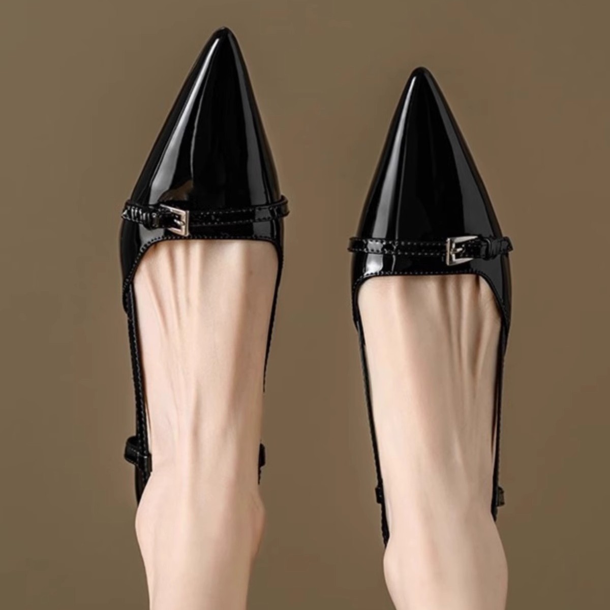 Flip-flops, elegant and sophisticated, French high heels, women's thin heels paired with skirts, one-strap, chanel-style, shallow opening single shoes Specification drawing