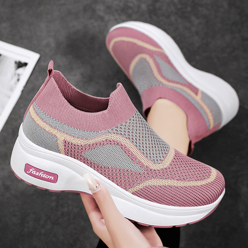 Jinshi Yuan - Women's Shoes Processing and Customization, Fei-woven thick-soled shoes, breathable one-foot casual shoes, cross-border women's shoes, single shoes Specification drawing