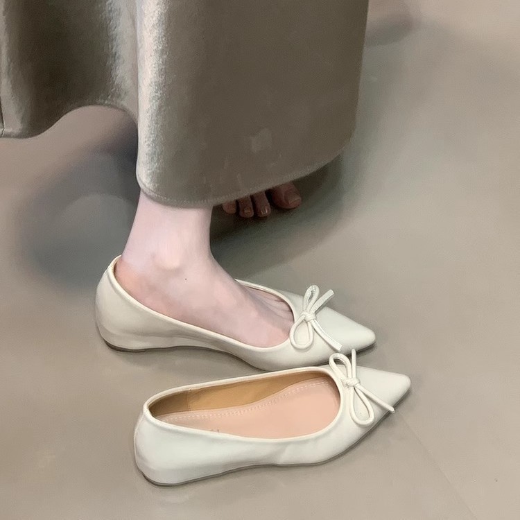 Bow Commuter Mary Jane Evening Shoes Pointed-toe commuter single shoes for women 2025 New style Fashionable shallow opening versatile ladle shoes details Picture