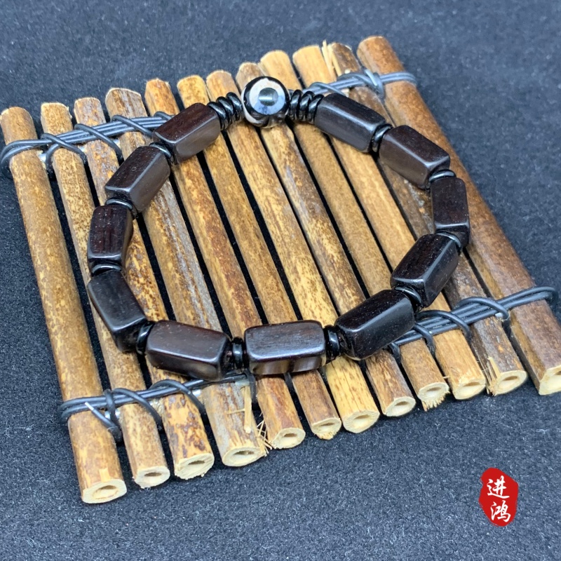 国风天珠黑檀手串新中式檀木珠素圈文玩佛珠手链编织，文玩手串新宠：黑檀木配天珠珠，简约雅致，尽显东方韵味。