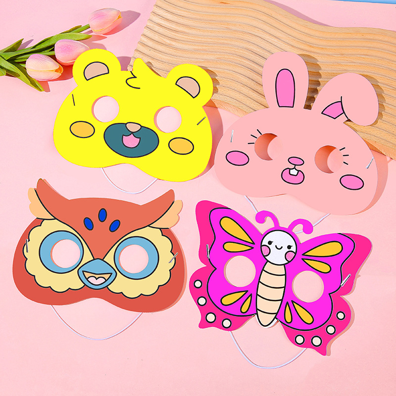 Blank mask, animal cartoon, children's coloring and painting, kindergarten paper graffiti, DIY handicraft art materials details Picture