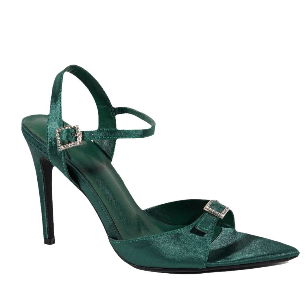 Cross-border thin-heeled sandals for Spring/Summer 2024, sexy one-shoulder buckle open-toe sandals for women, pointed-toe high heels for export Item Picture
