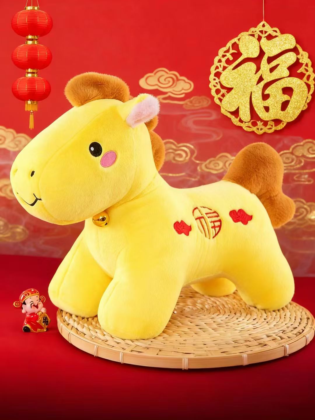 Plush toys, figurines and dolls will bring you good fortune in the Year of the Horse. May you have a red horse and a yellow horse details Picture
