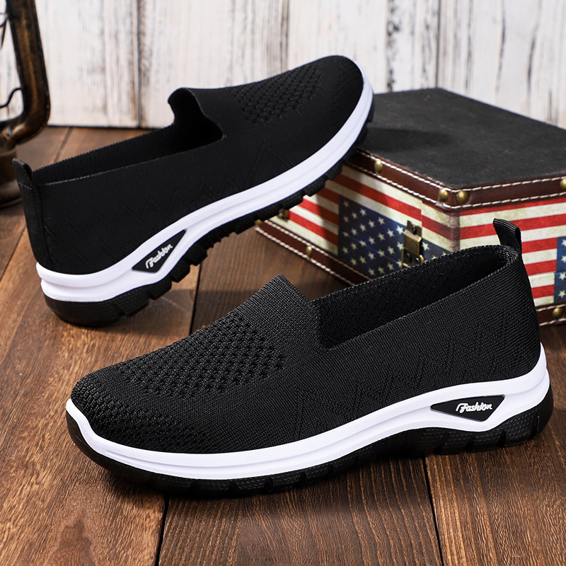 Women's casual shoes, cross-border large-sized women's shoes, TEMU consignment, single shoes, flying woven breathable mesh shoes, soft-soled mom shoes details Picture