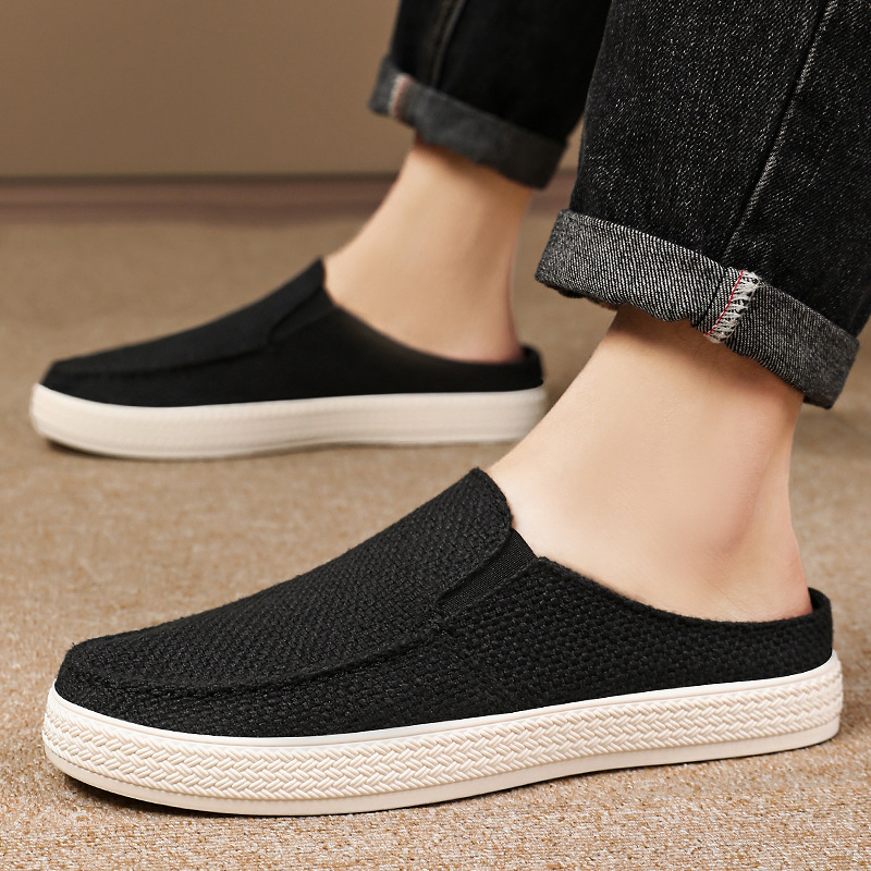 Jinshiyuan - Men's casual shoes processing and customization, old Beijing-style cloth shoes, half-slipper breathable men's single shoes Specification drawing