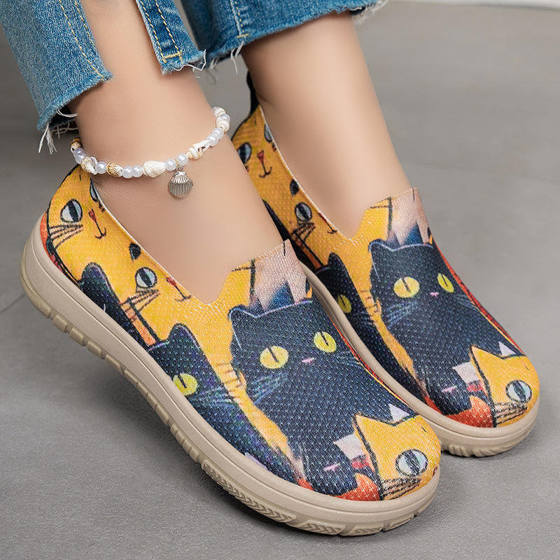Women's shoes for foreign trade, large-sized shoes, cross-border consignment, casual shoes, colorful patchwork cloth shoes, one-foot single shoes Specification drawing