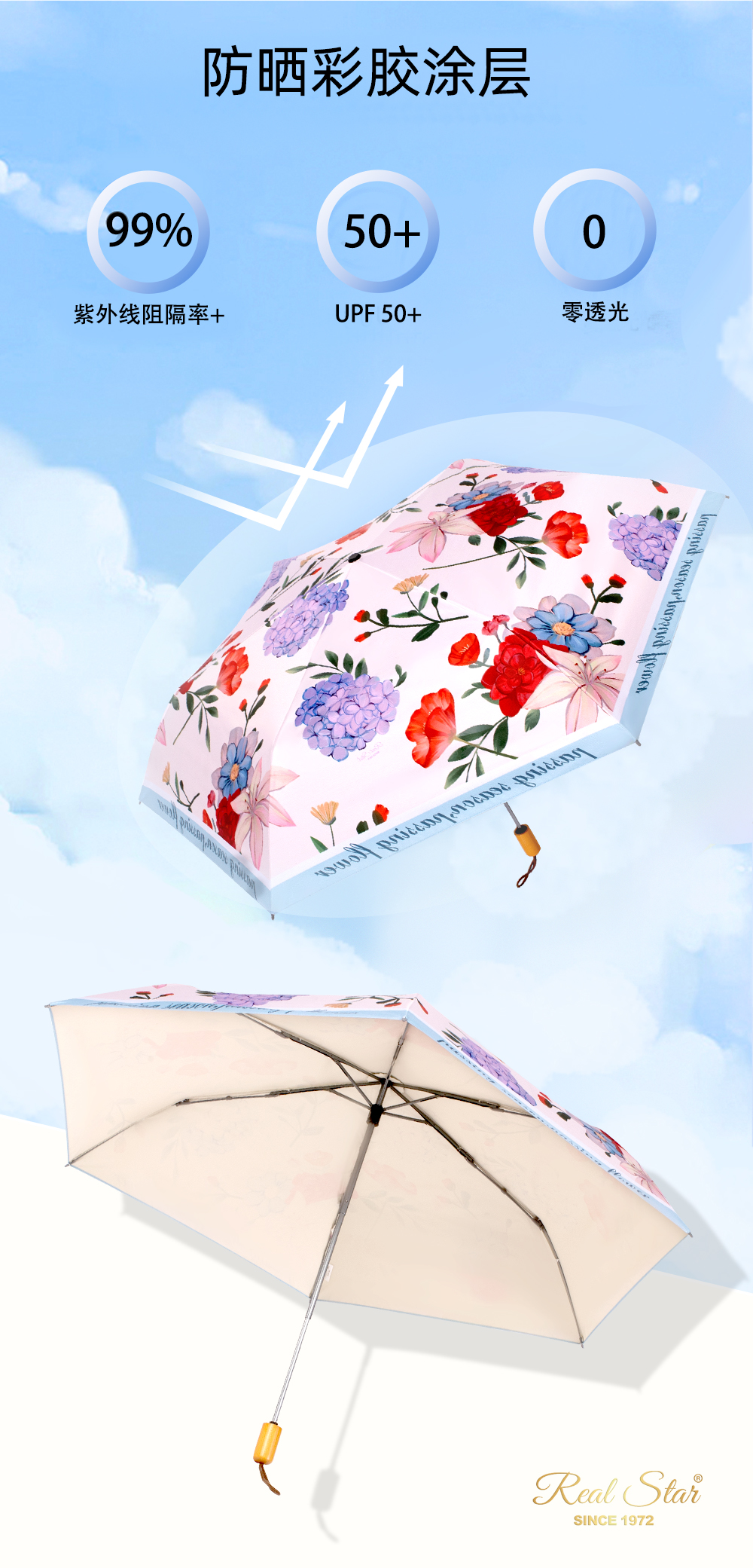 星宝伞满版数码印全遮光黑胶布详情7