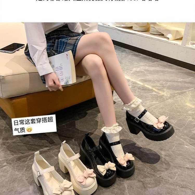 Japanese jk uniform shoes sweet and cool Mary Jane small leather shoes for women 2025 autumn new school style bow single shoes full figure