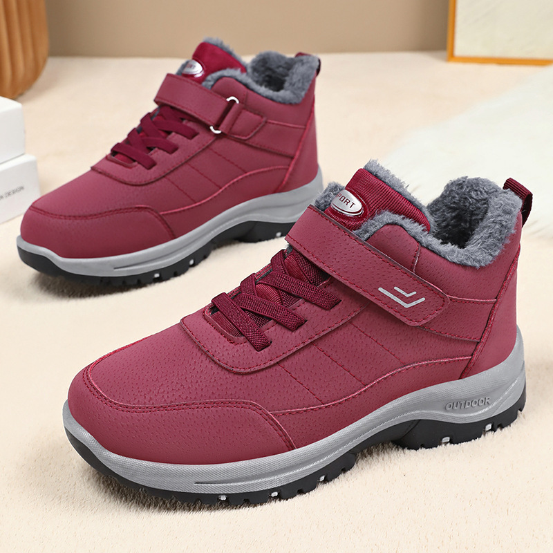 Women's cotton shoes, cross-border TEMU large-sized women's boots, Velcro style snow boots, fleece and thickened, unisex cotton boots full figure