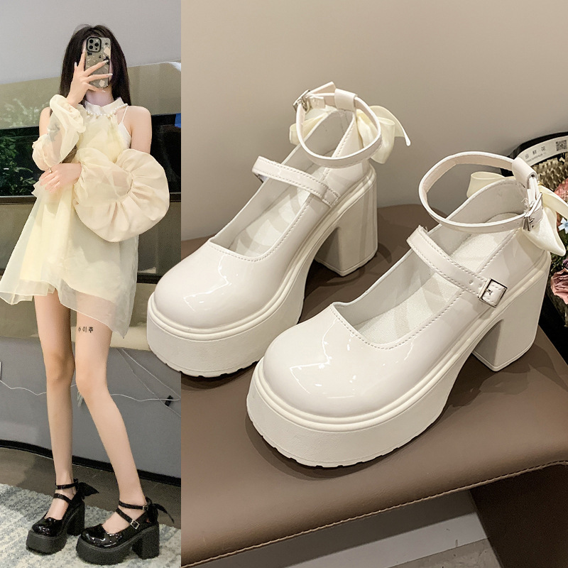 Retro Mary Jane shoes for women 2024 new Witch shoes with ultra-high heels, thick heels, waterproof platform, round toe, versatile and hot girl single shoes full figure