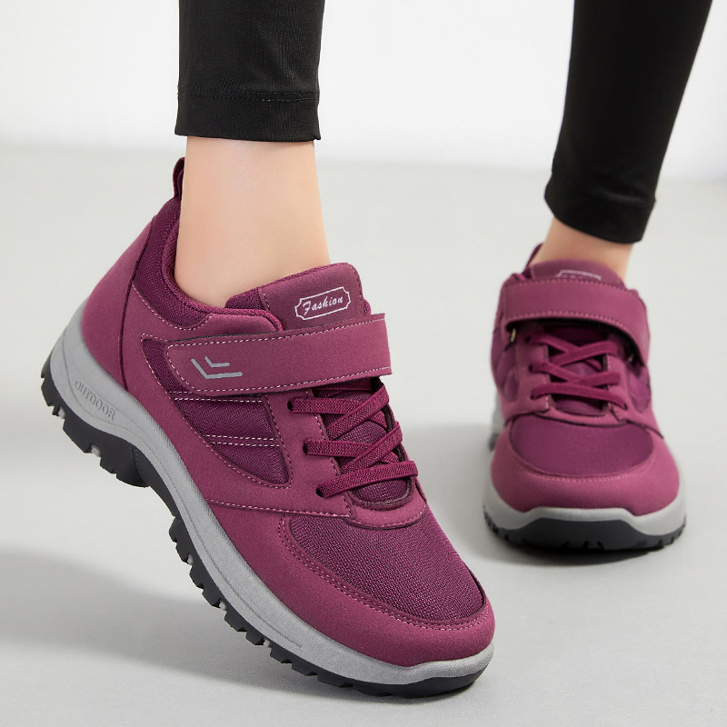 Jinshi Yuan - Winter lightweight shoes for middle-aged and elderly mothers, custom-made Velcro sports shoes, couple style walking shoes Specification drawing