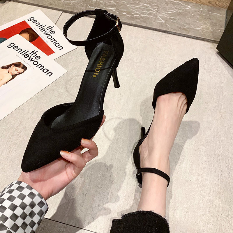 Slim single shoes, French lace-up high heels for women in the summer of 2025, pure desire for a headband sandal fashion, one-shoulder buckle sandal Specification drawing