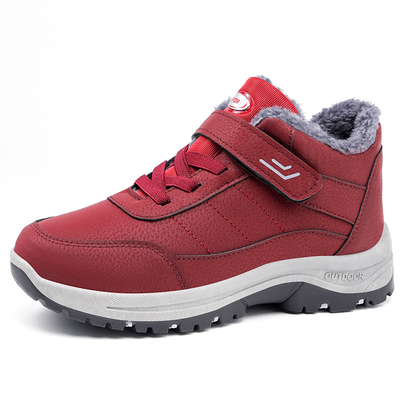 Women's cotton shoes, cross-border TEMU oversized cotton boots, fleece and thickened snow boots, Velcro style women's boots, versatile ankle boots Item Picture