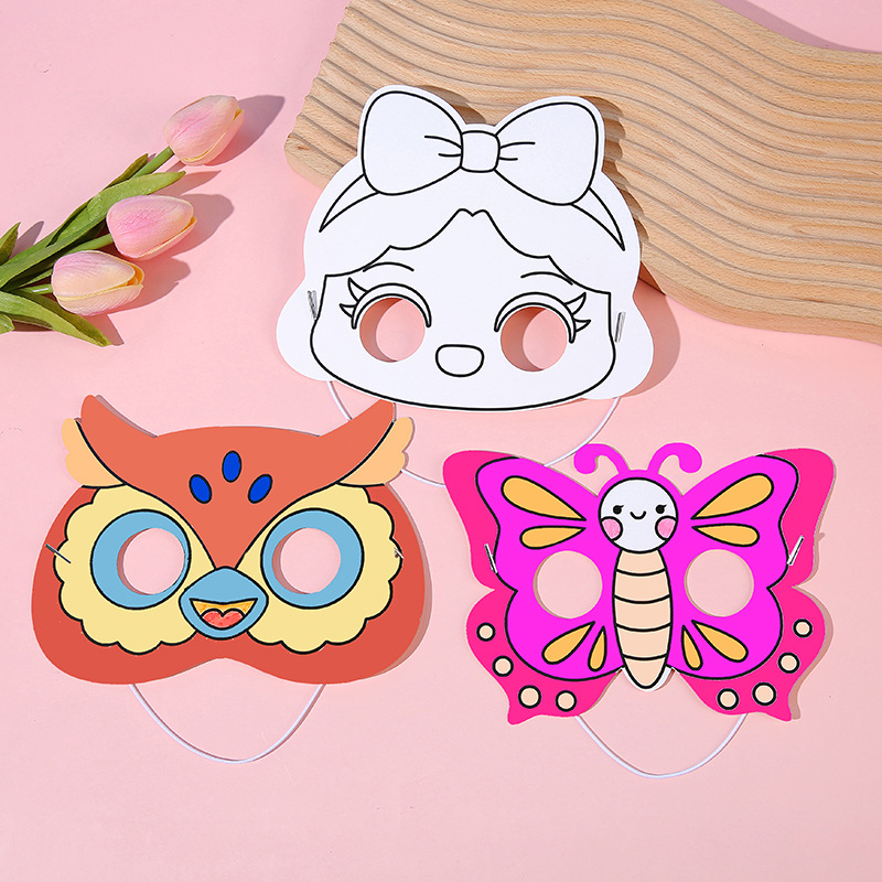 Blank mask, animal cartoon, children's coloring and painting, kindergarten paper graffiti, DIY handicraft art materials full figure