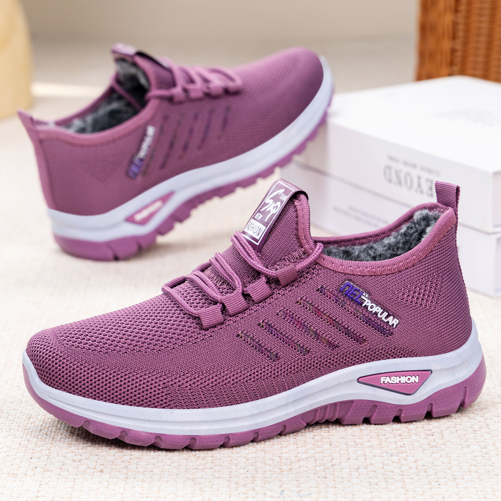 Women's cotton shoes, cross-border large-sized cotton boots, TEMU dropshipping women's boots, fleece and thickened flying woven snow boots, versatile ankle boots full figure