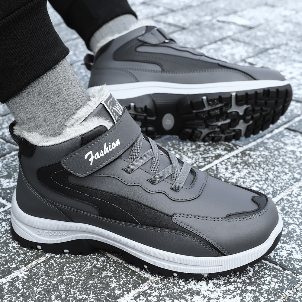 TEMU men's cotton shoes, large size, snow boots with fleece and thickened cotton boots, cold-proof and warm, versatile men's walking boots Specification drawing
