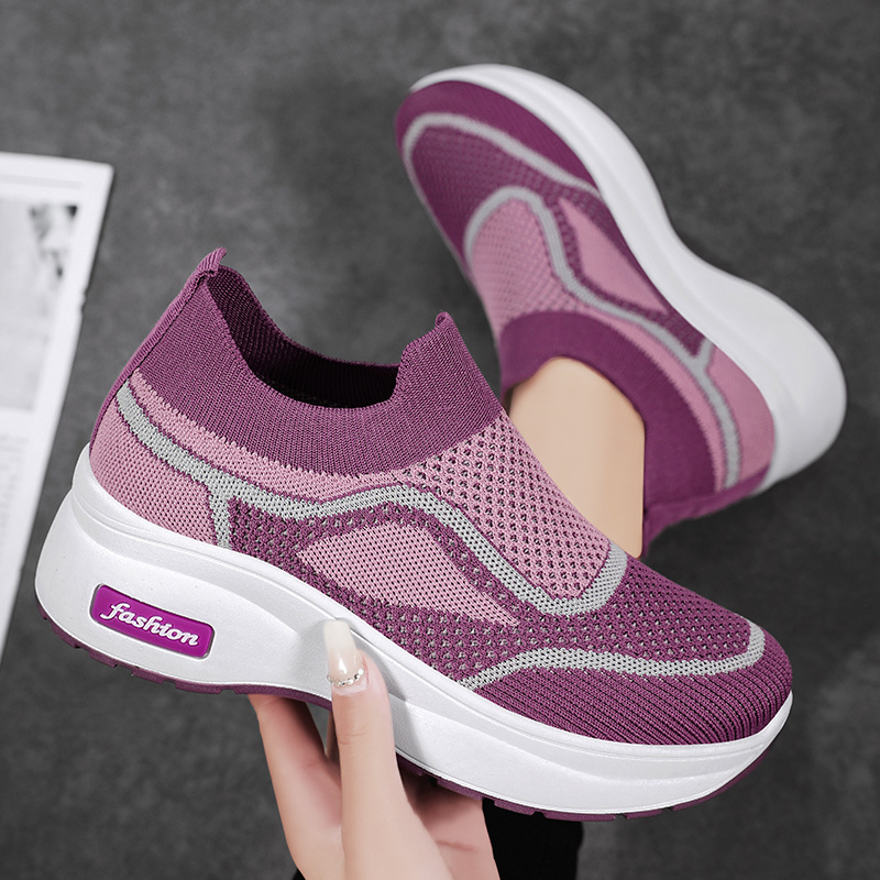 Jinshi Yuan - Women's Shoes Processing and Customization, Fei-woven thick-soled shoes, breathable one-foot casual shoes, cross-border women's shoes, single shoes details Picture