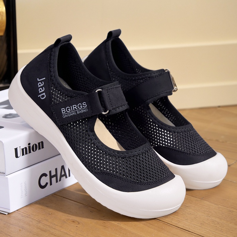 New summer comfortable and lazy women's casual shoes, cross-border breathable and comfortable Velcro versatile women's shoes Specification drawing