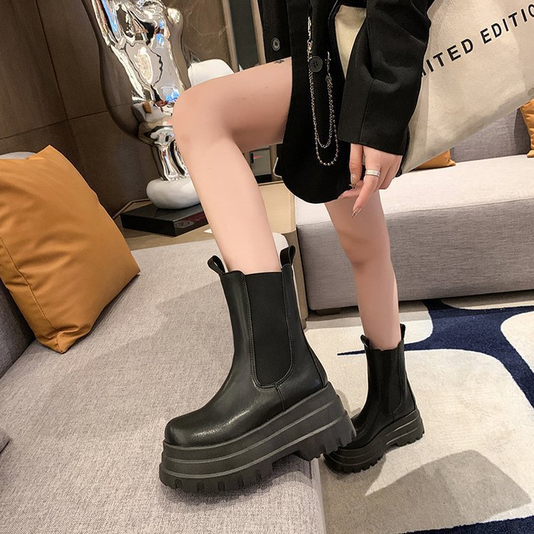 Martin Boots Women's ankle boots 2025 new spring style small petite thick-soled slimming mid-calf boots Chelsea chimney boots Women Application Scenario