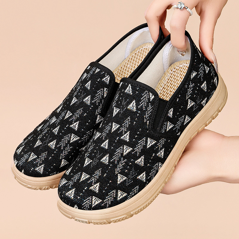 Spring new women's shoes, shallow shoes, women's flat canvas shoes, lazy casual shoes, versatile old Beijing cloth shoes Specification drawing