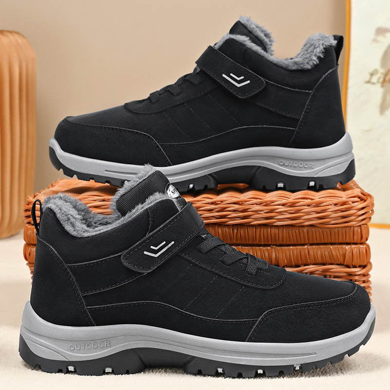 Men's cotton shoes, one-piece consignment, large-sized snow boots, Velcro, fleece and thickened men's boots, cold-proof and warm cotton boots details Picture