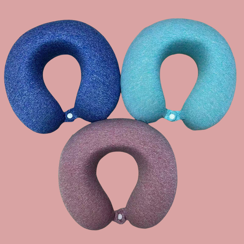 纯色乳胶颈枕可爱卡通u型旅行汽车高铁飞机旅行旅游枕头午睡记忆棉素色护颈枕回弹绒立方记忆棉U枕U型枕