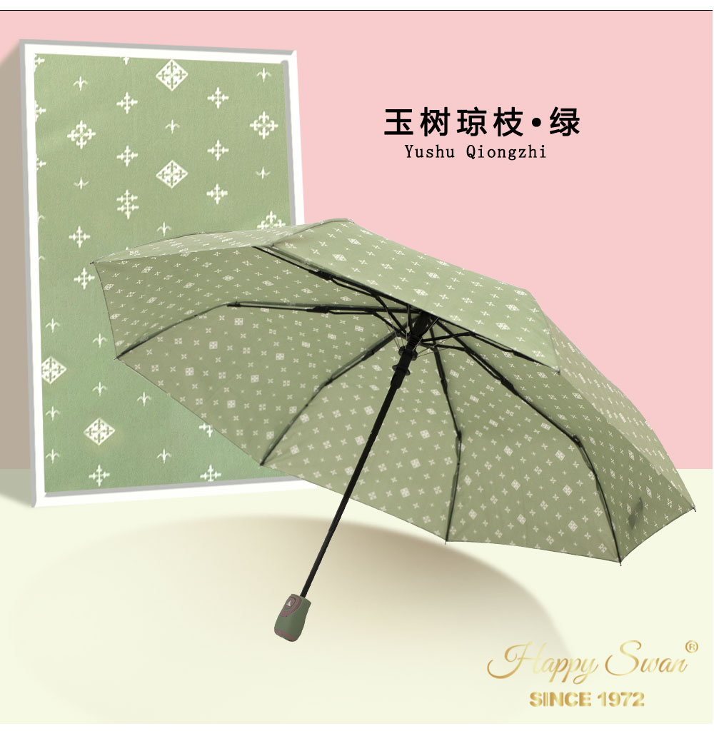 【出欧美】小碎花三折自开伞外贸雨伞彩色图案190T碰击布详情11
