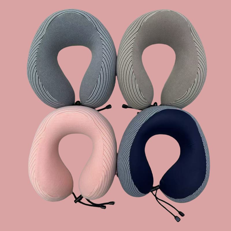 条纹异型单峰纯色乳胶颈枕可爱卡通u型旅行汽车高铁飞机旅行旅游枕头午睡记忆棉素色护颈枕回弹绒立方记忆棉U枕U型枕