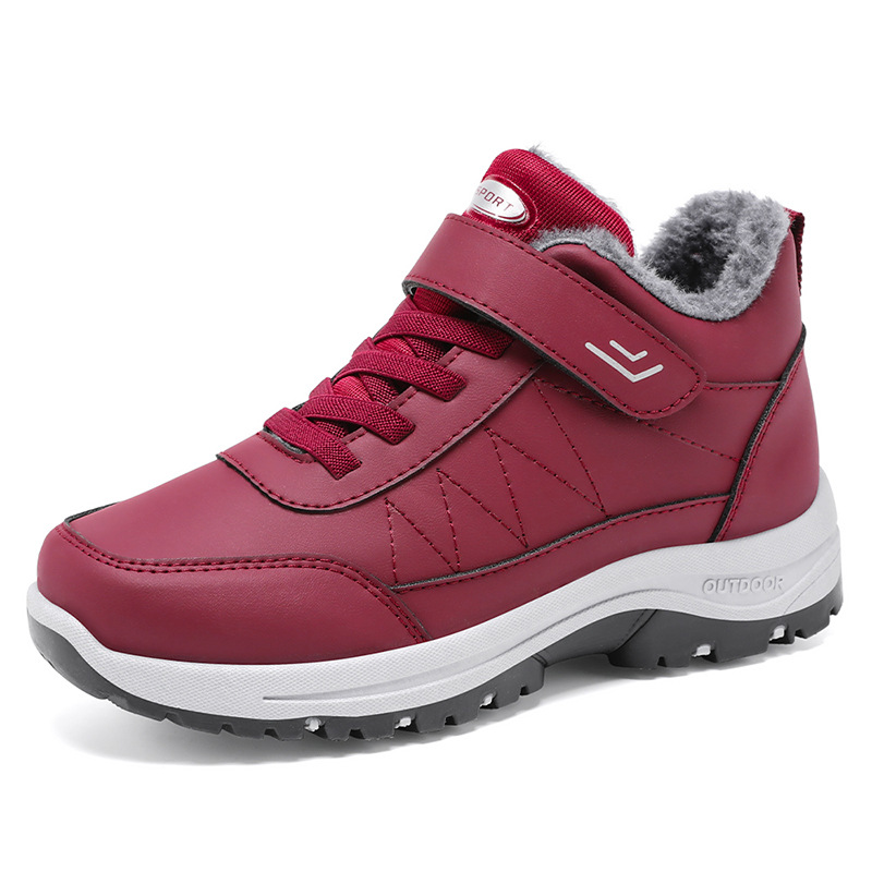 Women's cotton shoes, cross-border large-sized snow boots, unisex walking shoes, fleece and thickened cotton shoes, Velcro women's boots Item Picture
