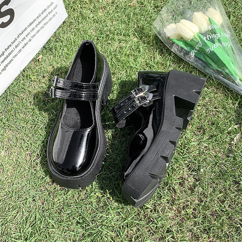 Mary Jane Shoes Women's 2025 Summer New round toe, thick-soled, thick heel, one-strap single shoe, fashionable and versatile high heels Specification drawing