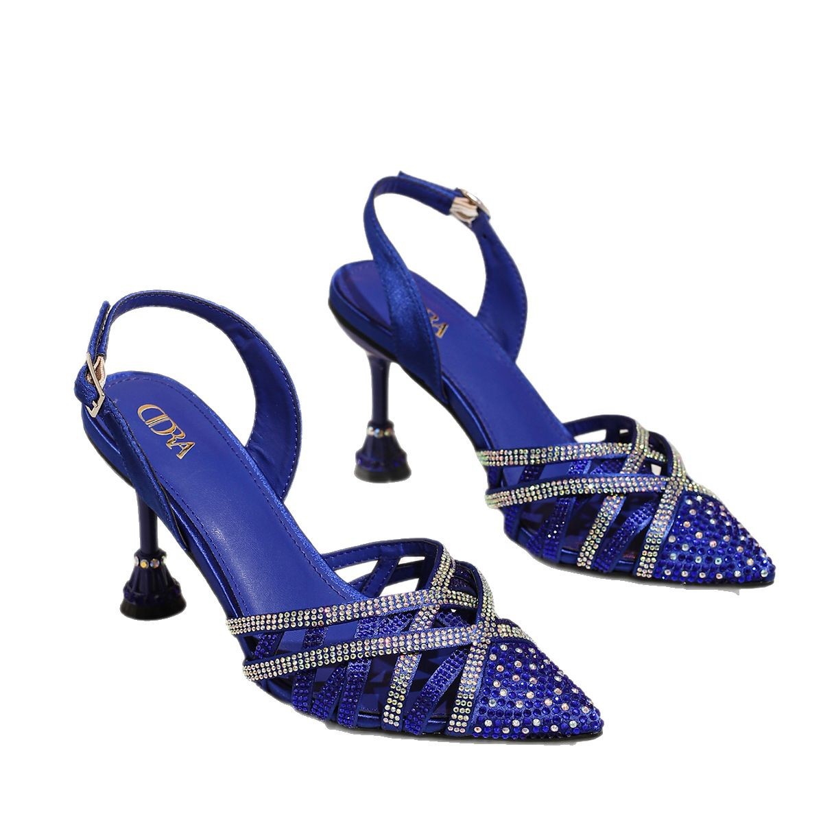 Dinner women's pointed-toe high heels 2025 Spring/Summer cross-border new style thin-heeled rhinestone hollowed-out fashionable flip-flops Item Picture