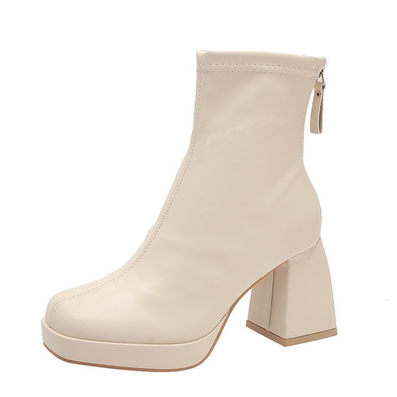 Short boots for women 2025 New spring and autumn single boots, Dr. Martens boots, round-toe height-increasing waterproof platform bare boots, thick high-heeled boots for women Item Picture