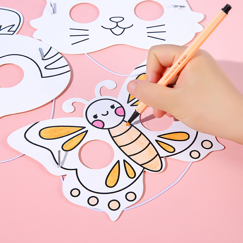 Blank mask, animal cartoon, children's coloring and painting, kindergarten paper graffiti, DIY handicraft art materials Application Scenario