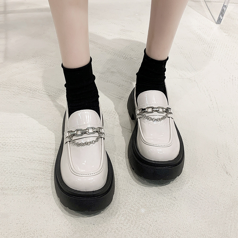 Mary Jane Shoes Women's Spring 2025 New thick-soled British-style small leather shoes French school style metal chain single shoes Application Scenario