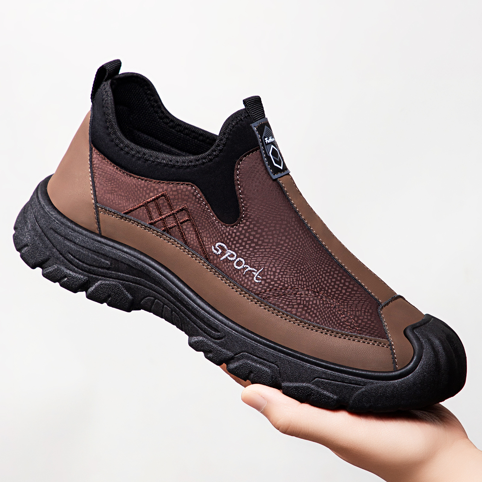 Men's casual shoes, one-foot lazy shoes, leather men's shoes, soft soles, comfortable dad shoes, breathable and non-smelly feet, single shoes full figure