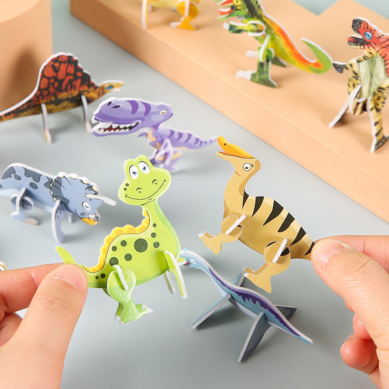 Children's paper three-dimensional jigsaw puzzle, cute cartoon dinosaur-shaped three-dimensional small jigsaw puzzle, kindergarten toy gift Application Scenario
