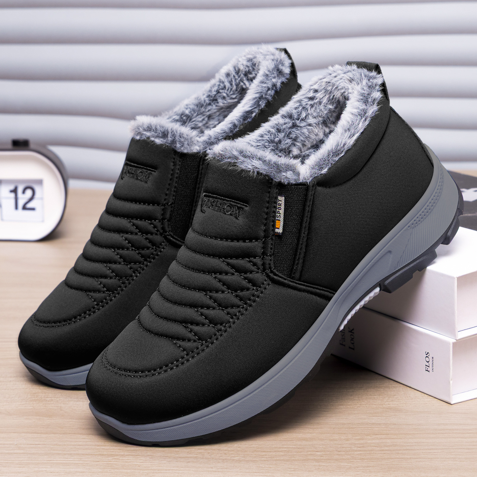 Men's cotton shoes, couple style, snow boots, one piece for delivery, middle-aged and elderly men's ankle boots, one piece of cold-proof and warm cotton boots Specification drawing
